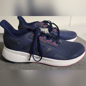adidas Navy Athletic Sneakers with Pink Eyelet Details